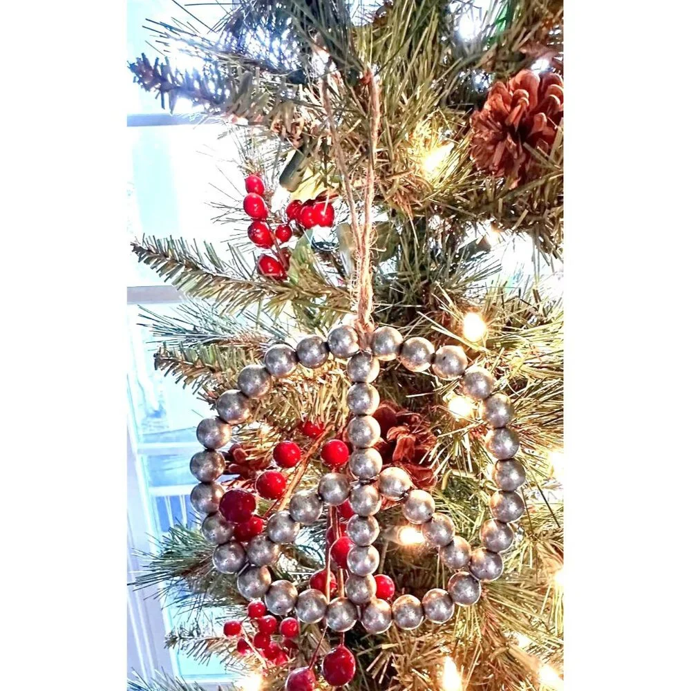 Vintage Pottery Barn Peace Ornament Christmas Valentine Beaded Hippie 70s READ